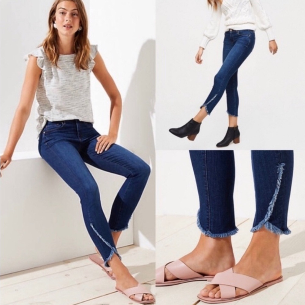Loft Tulip Hem Skinny Jeans Size 14